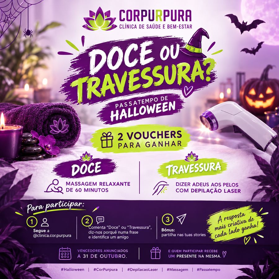 Doce ou Travessura? Passatempo de Halloween da Clínica Cor Púrpura